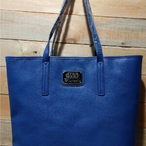 Star Wars Blue Leather Tote Bag with Black Trim
